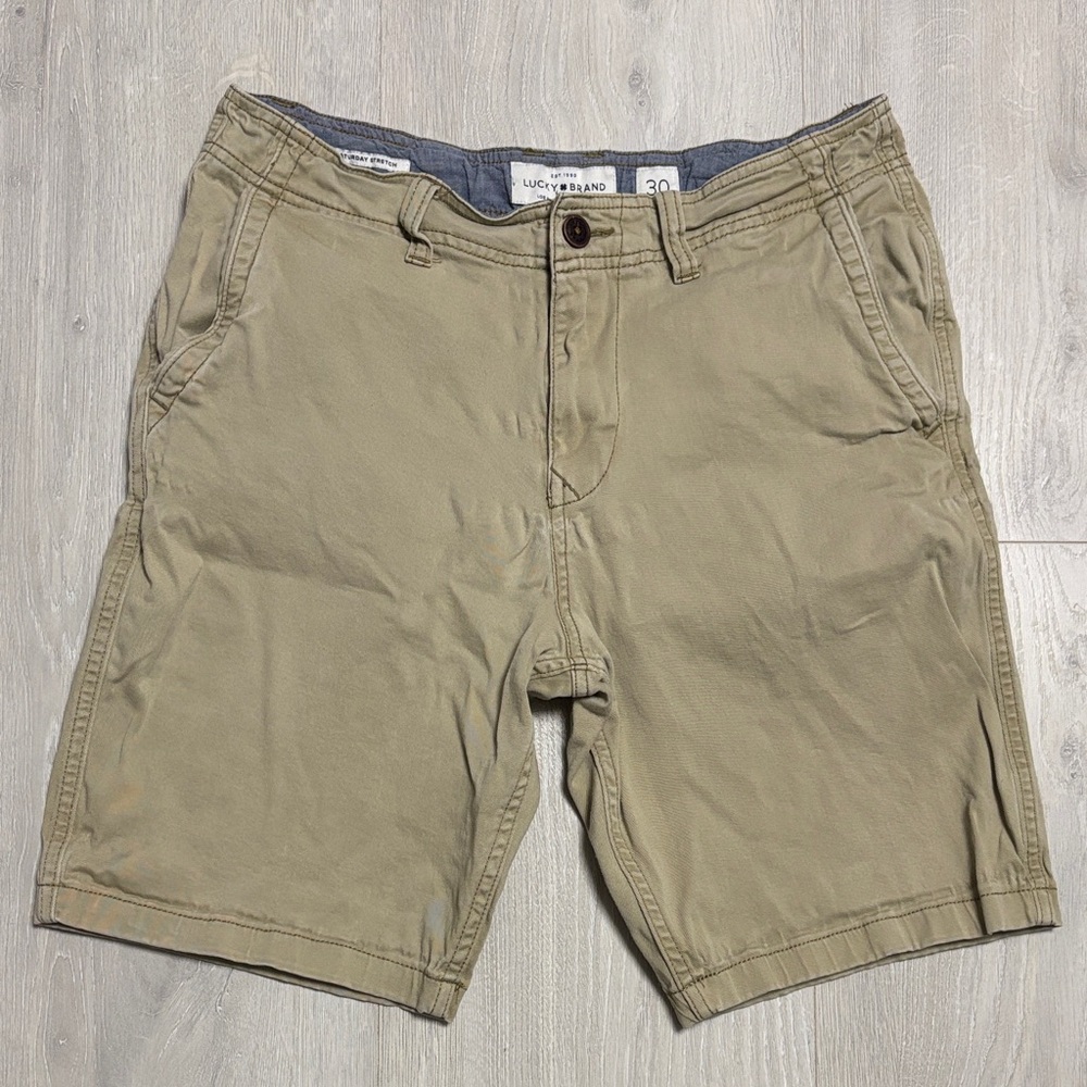 🔥BUNDLESALE Mens 30 Lucky Brand Saturday Stretch Khaki Flat Front Cotton Shorts